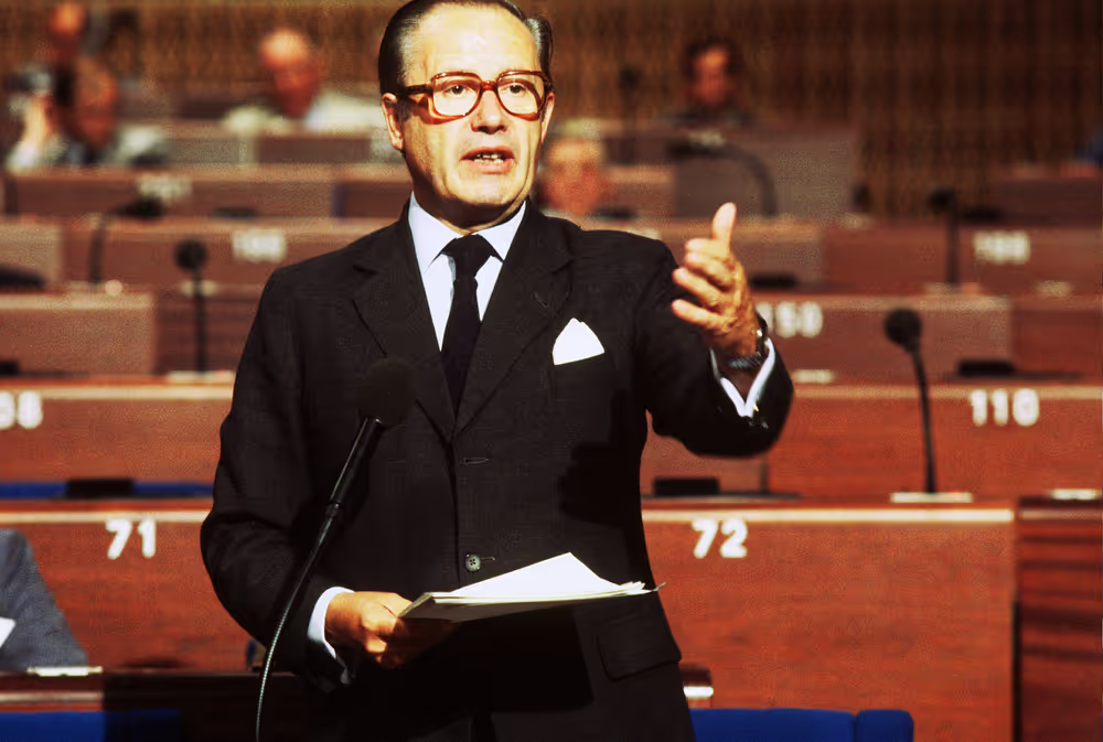 EC President Gaston THORN in plenary session in Strasbourg.