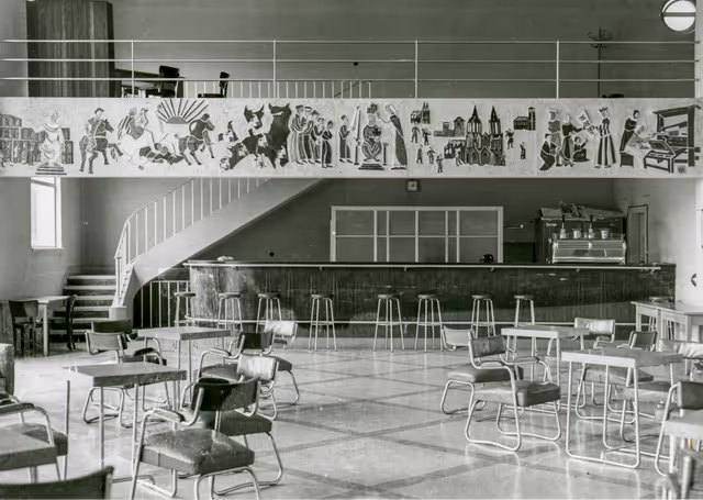 The delegates restaurant at the Maison de l’Europe (House of Europe), in Strasbourg, France, January 22, 1953.