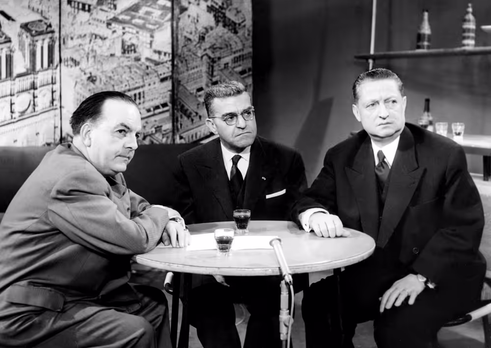 Interview on television in Paris - 1958