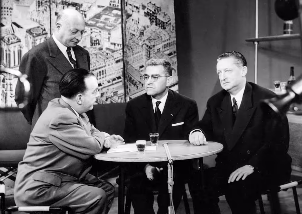 Interview on television in Paris - 1958