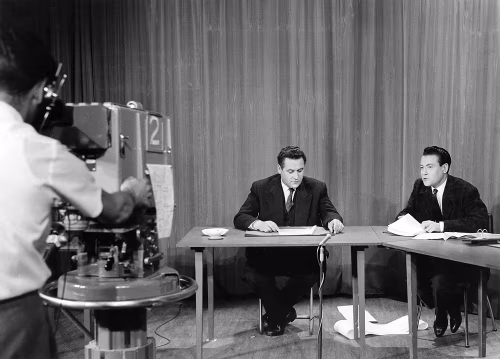Interview on television - Luxembourg - 1958