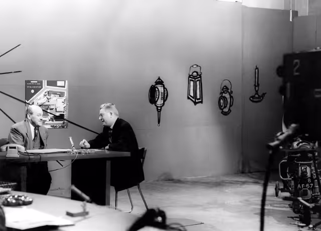 Interview RTF (Radio-Telediffusion francaise) in Strasbourg - 1958