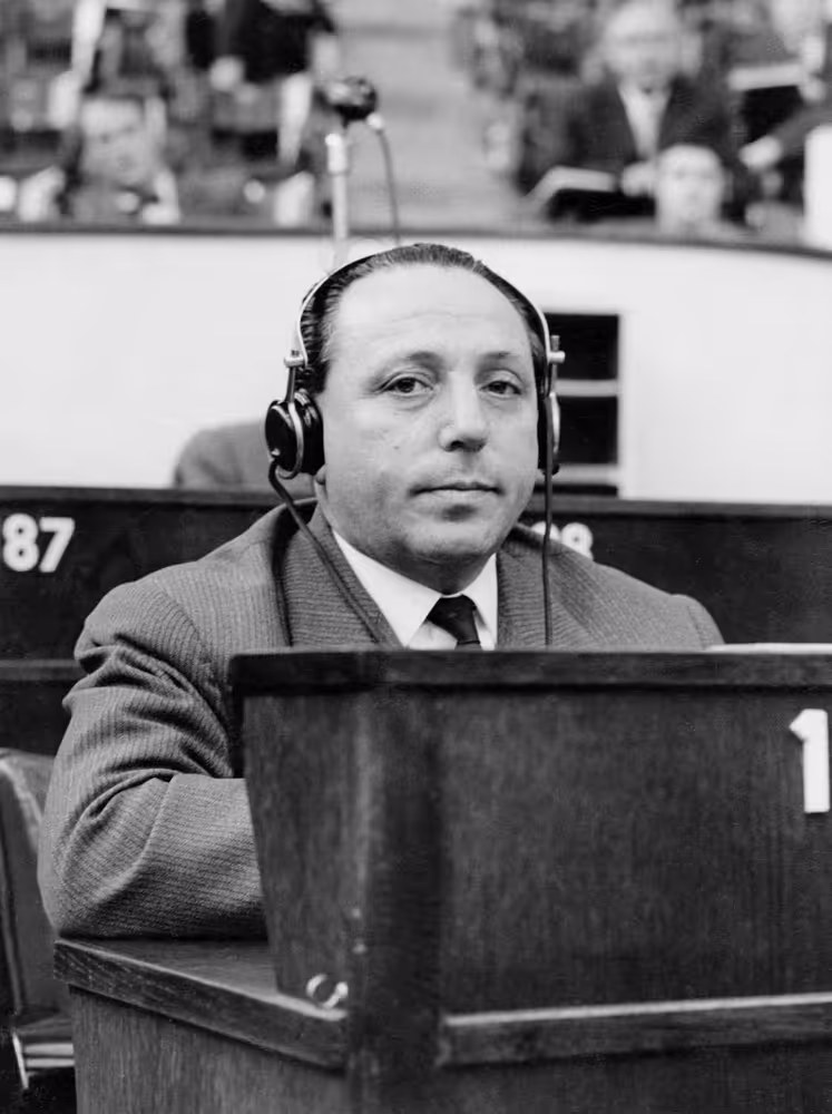 The MEP Dante GRAZIOSI during a session in Strasbourg in March 1960.