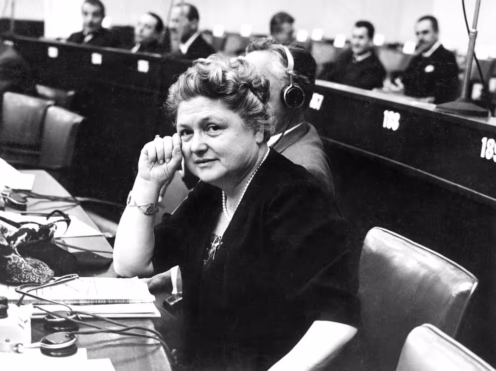 Erisia GENNAI-TONIETTI during a session in Strasbourg, France, March 08, 1961.