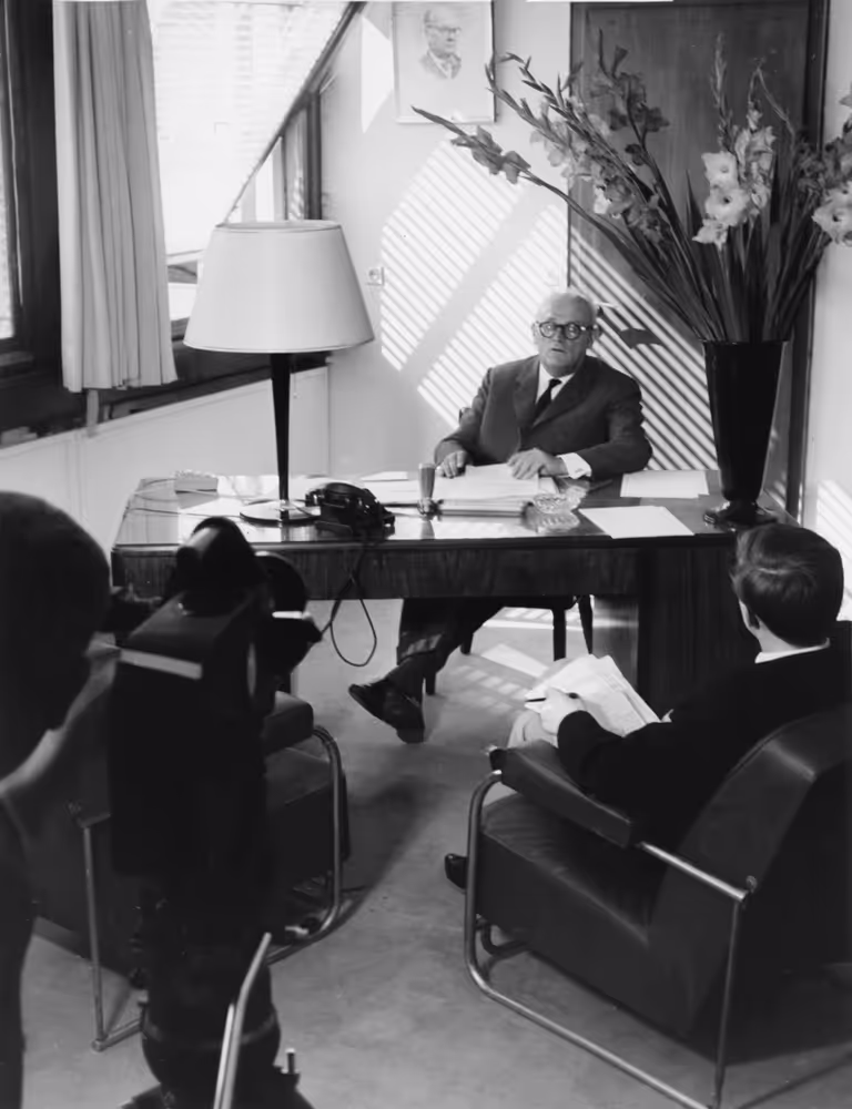 Victor Leemans during an interview in Strasbourg, September 24, 1965