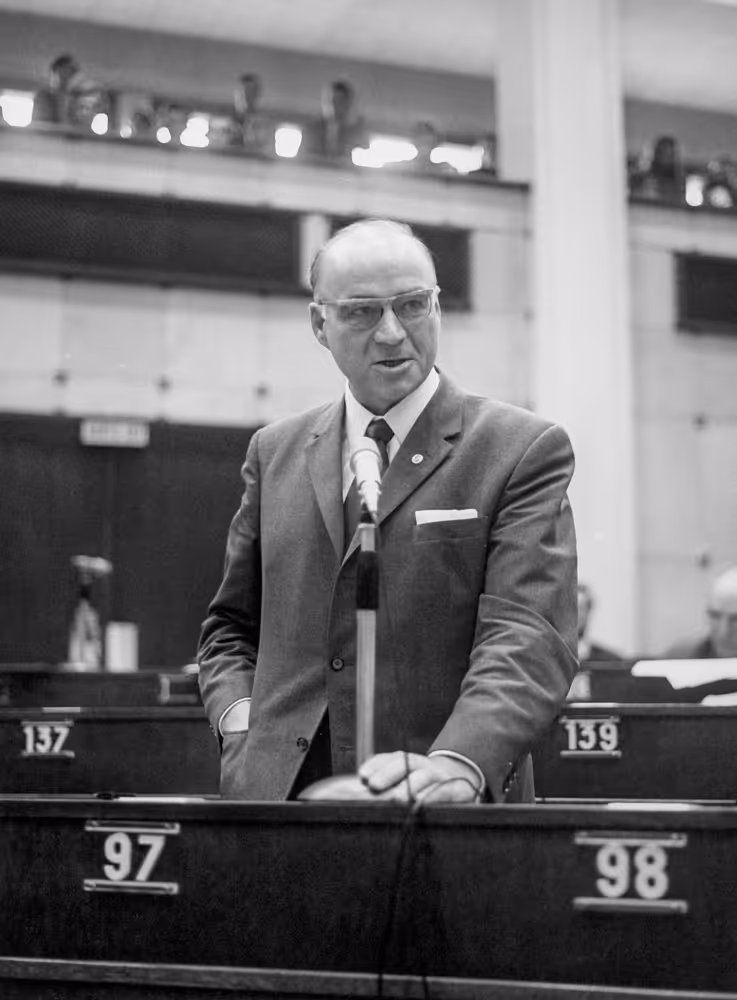 MEP Wilhelm DRÖSCHER during a session in Strasbourg, France, October 9, 1969.