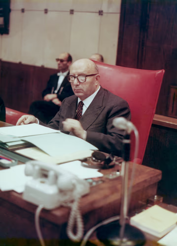 EP president Mario SCELBA during a session in Strasbourg, France, November 28, 1969.