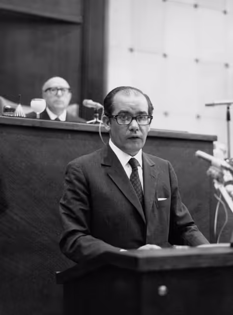President of the EP Franco Maria MALFATTI during a session in Strasbourg, France, September 1970.