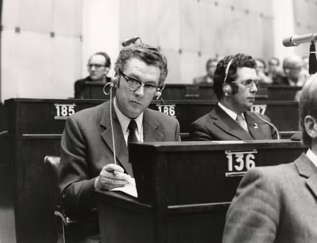 Fotografi 2: Helmut KATER during a plenary session in Strasbourg, October, 4-5, 1973.