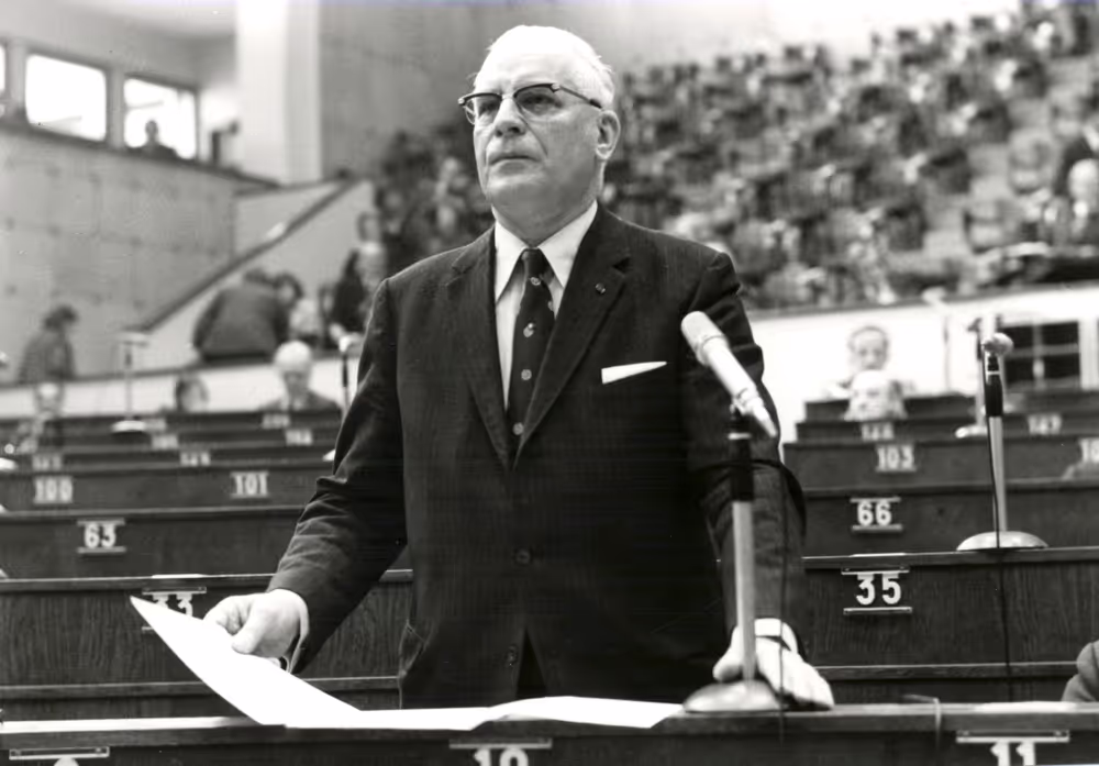 Alfred BERTRAND during a plenary session in Strasbourg in March, 8-12, 1976