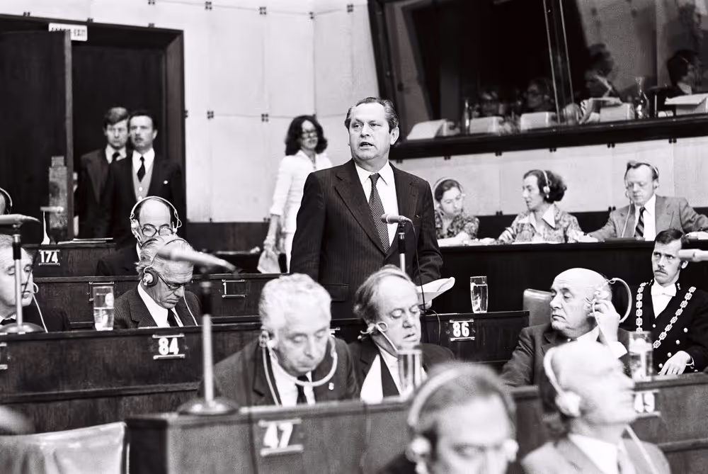 Pierre LARDINOIS during a plenary session in Strasbourg, May 10-14, 1976.