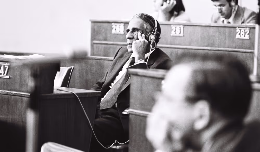 Hector RIVIEREZ during a plenary session in Strasbourg, May 10-14, 1976.