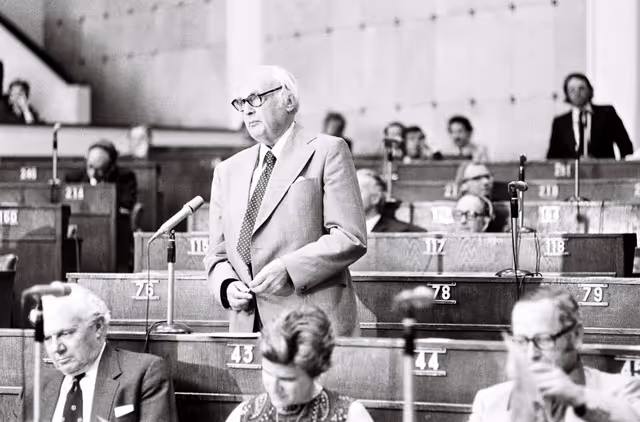Hubert GLADWYN during a plenary session in Strasbourg, June 14-18, 1976