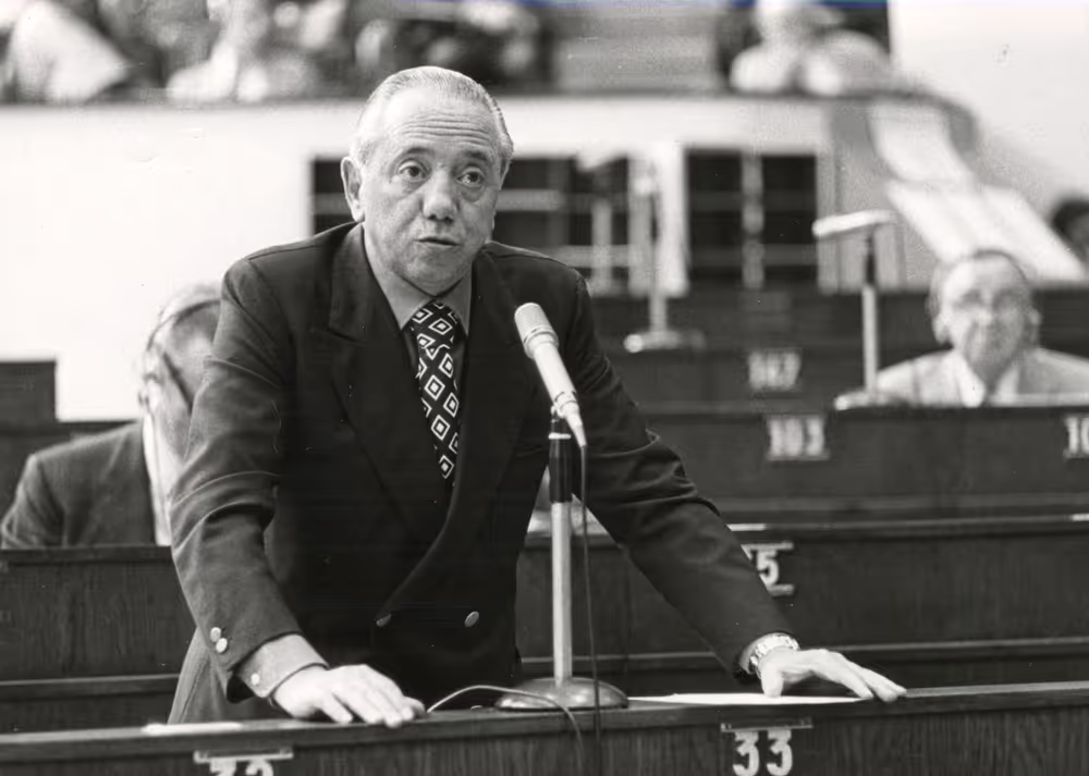 Achille CORONA during a plenary session in Strasbourg, June 14-18, 1976