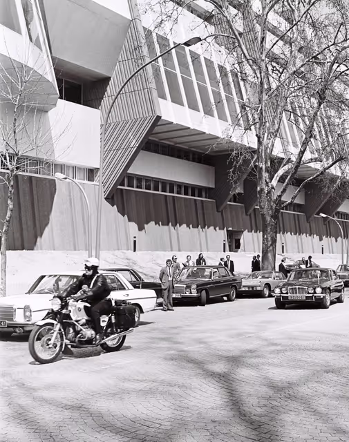 David Owen, British Foreign Secretary in Strasbourg in April 1977. United Kingdom Presidency