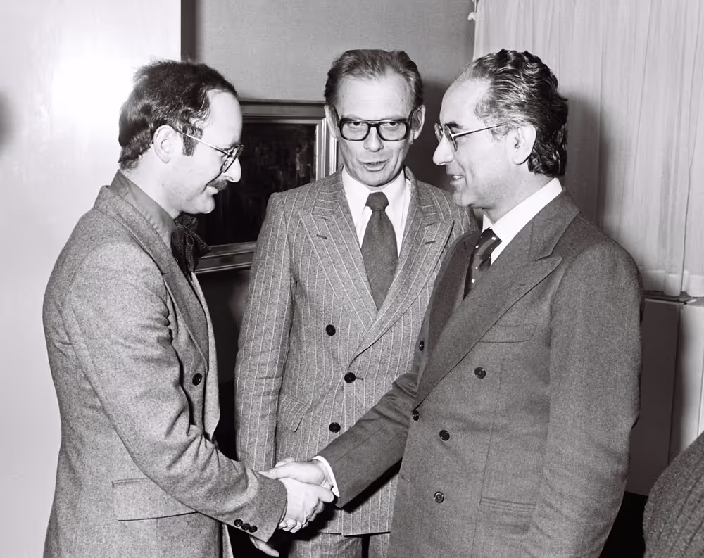 Emilio COLOMBO meets with journalists in Strasbourg