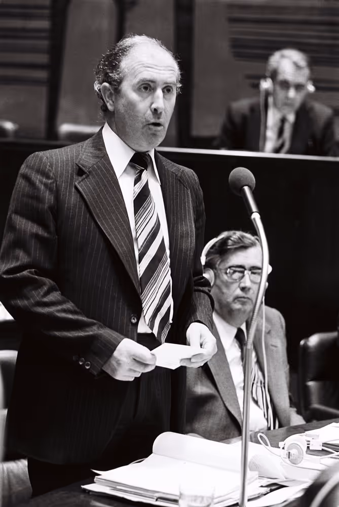 Commissioner Richard BURKE during a session in Luxembourg on September 1978