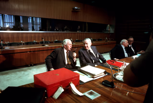 Nuotrauka 36: First democratic President of Portugal, EANES, visiting the European Parliament in 1978