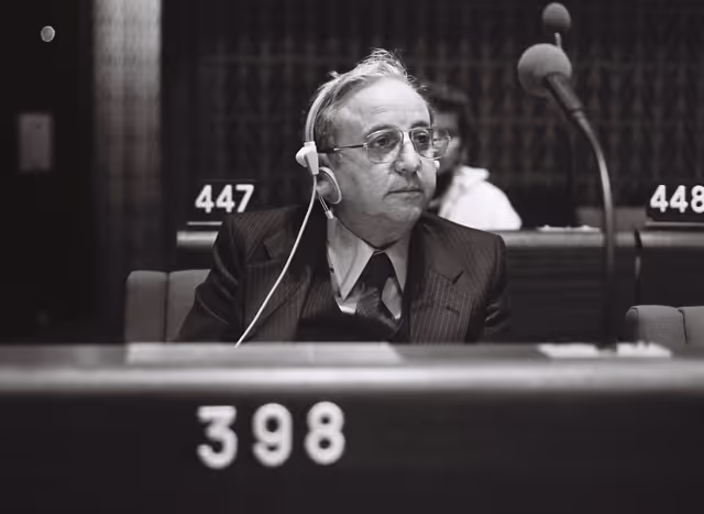 Suriet 30: The MEP Mario SASSANO during a session in Strasbourg in September 1979.
