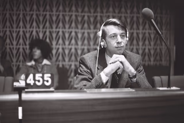 Fotografia 19: The MEP Paul-Henry GENDEBIEN during a session in Strasbourg in September 1979.