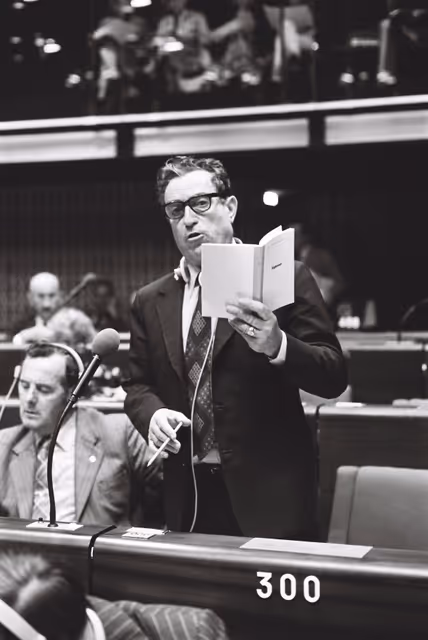 Suriet 46: The MEP Christian de la MALENE during a session in Strasbourg in September 1979.