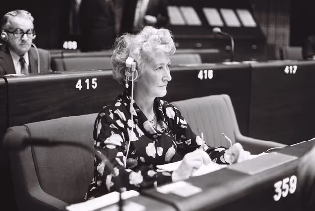 Suriet 8: The delegue Winifred EWING during a session in Strasbourg in September 1979.