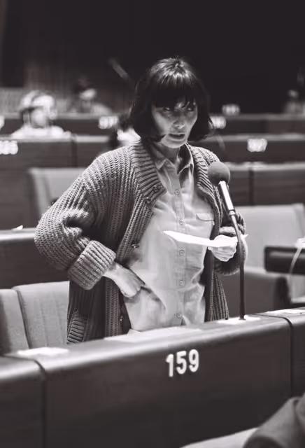 Suriet 45: The MEP Carla BARBARELLA during a session in September 1979.