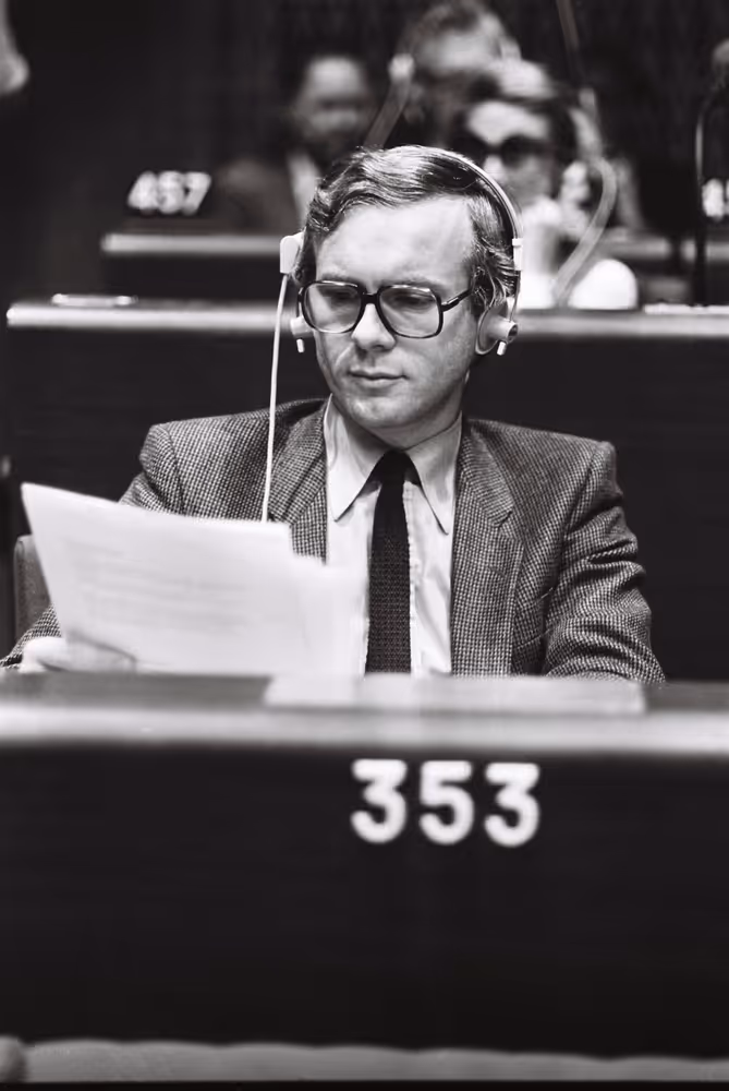 The MEP Hans-Gert POETTERING during a session in Strasbourg in September 1979.