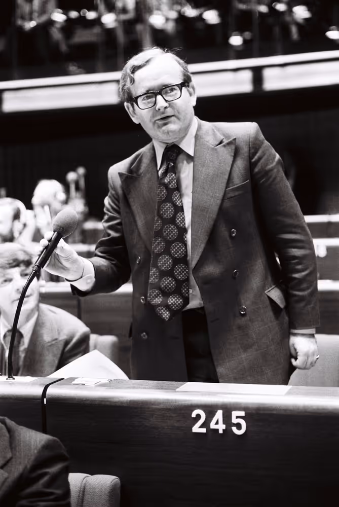 The MEP John Leslie MARSHALL during a session in Strasbourg in September 1979.