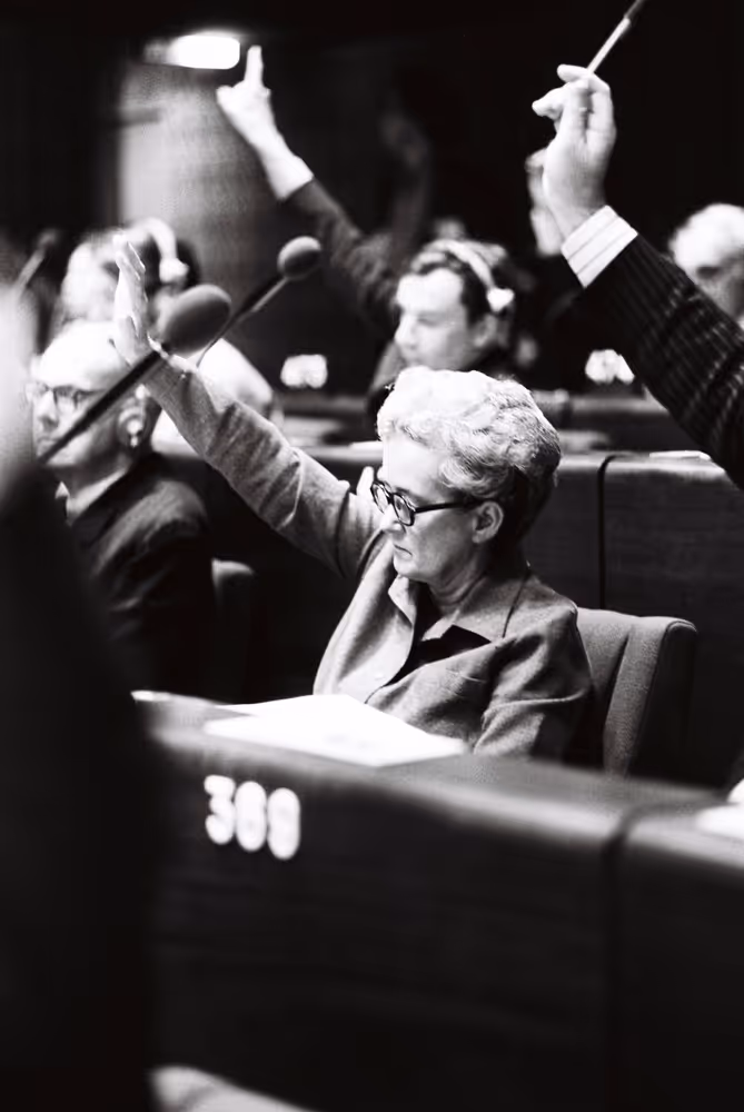 Dame Shelagh ROBERTS during a plenary session in Strasbourg in October 1979.Vote