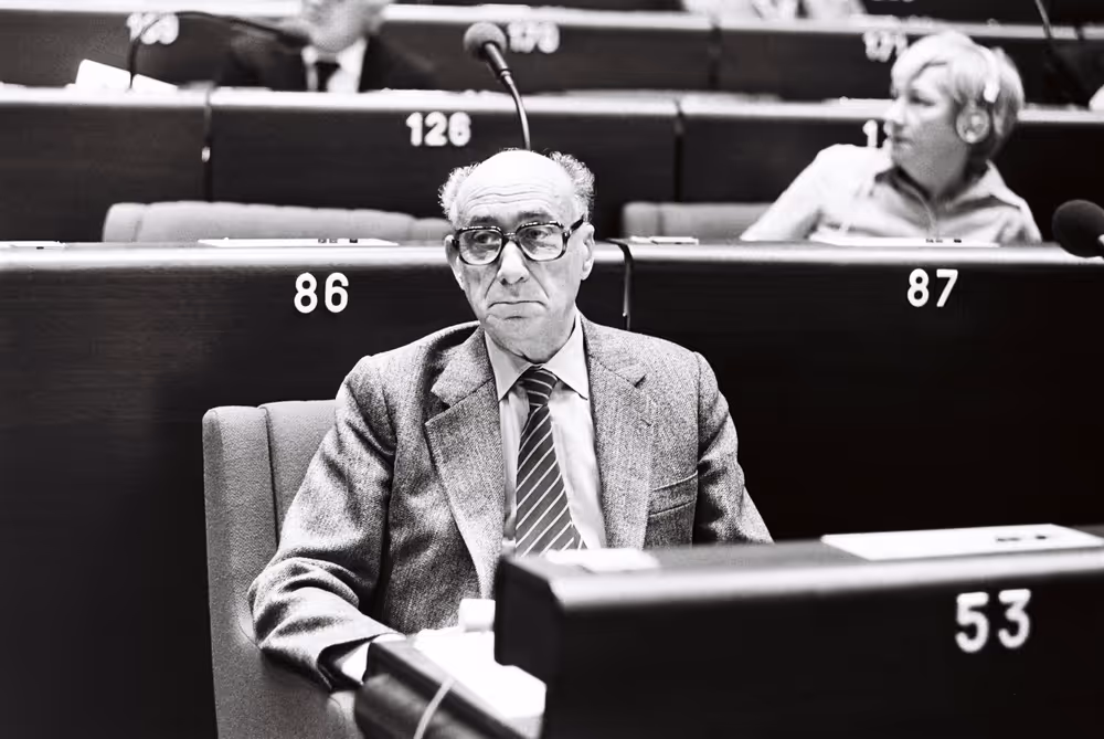 Gerard JAQUET during a plenary session in Strasbourg in October 1979.