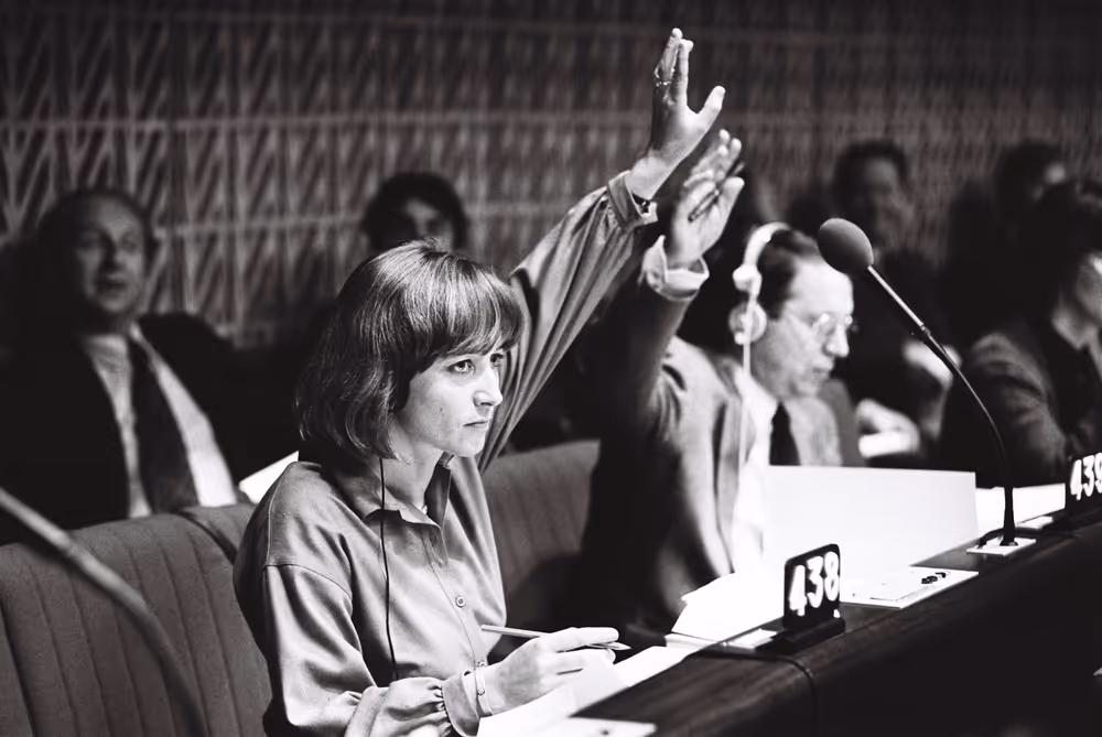 Beate WEBER during a plenary session in Strasbourg in October 1979.Vote