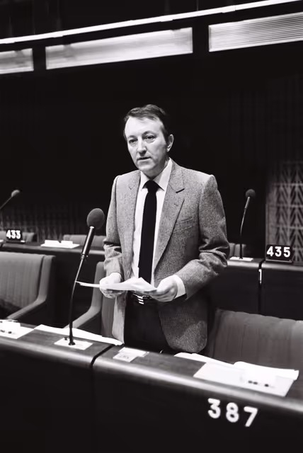 The MEP Georges SARRE during a session in Strasbourg in January 1980.