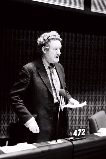 The MEP Sir Peter B.R. VANNECK during a session in Strasbourg in February 1980.