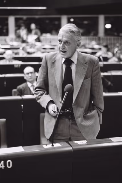 Member of the European Commission Finn Olav GUNDELACH during a session in Strasbourg in March 1980.