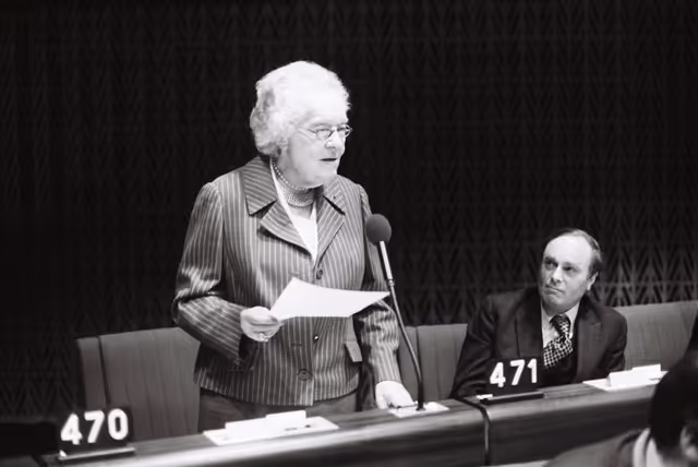 The MEP Louise WEISS during a session in Strasbourg in March 1980.
