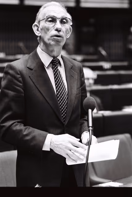The MEP Fernand DELMOTTE during a session in Strasbourg in April 1980.