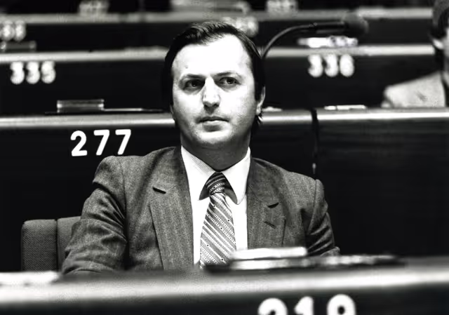 Antonios Georgiadis in the hemicycle of the European Parliament in January 1981