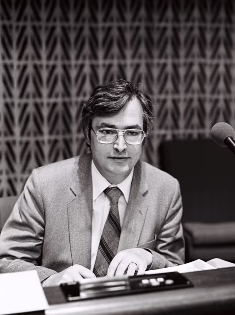 Fotografia 39: The MEP Jaak H.-A. VANDEMEULEBROUCKE during a session in Strasbourg in May 1981.
