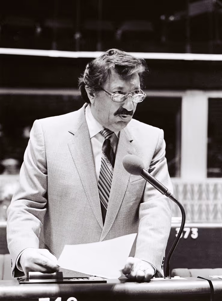 The MEP Rene MART during a session in Strasbourg in May 1981.