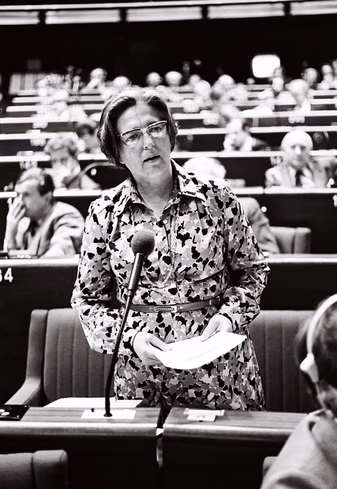 The MEP Baroness DIana ELLES during a session  in Strasbourg in May 1981.