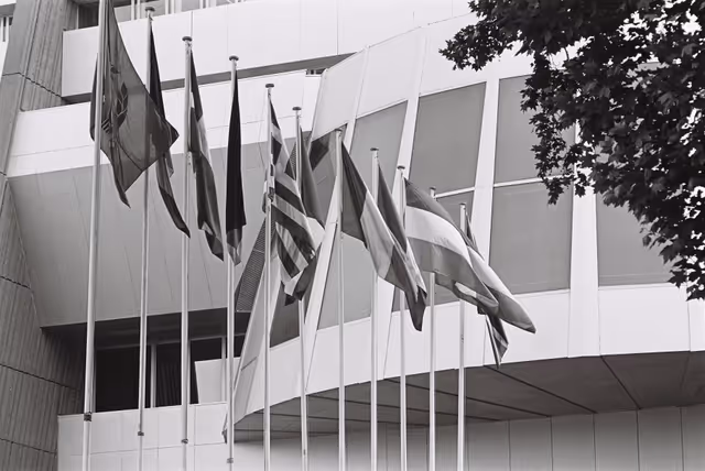 Fotagrafa 12: Flags in front of the European Parliament in Strasbourg