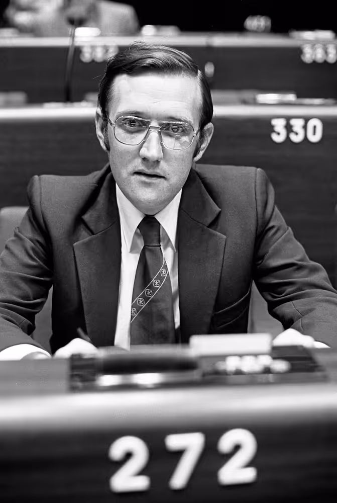 The MEP Brian KEY during a session in Strasbourg on June 1981.
