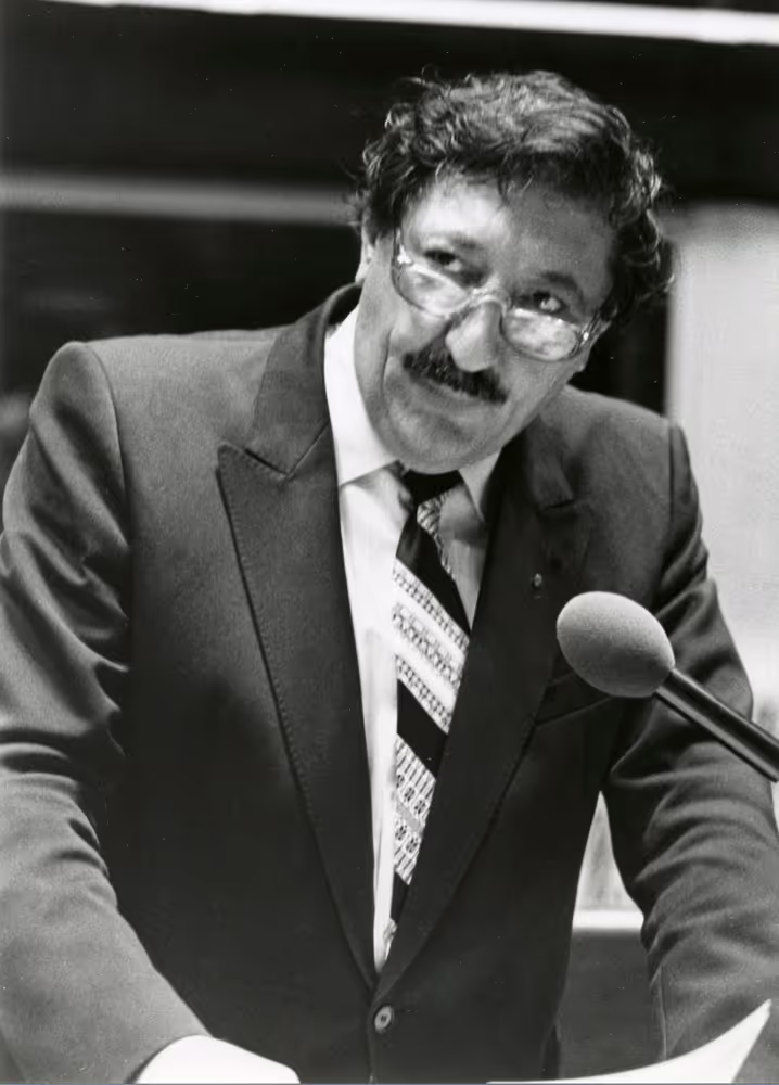 Rene MART speaks in plenary sesison in July 1981