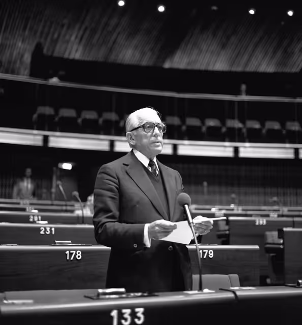 Photo 30: The MEP Francisque COLLOMB during a session in Strasbourg in October 1981.
