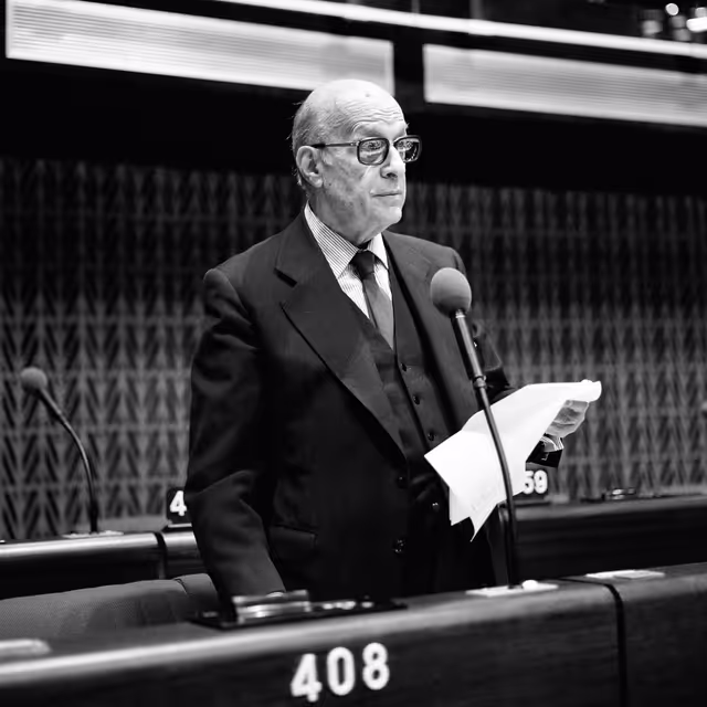 Photo 5: The delegue Leonidas BOURNIAS during a session in Strasbourg in October 1981.