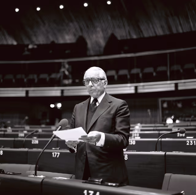 Photo 29: The MEP Francisque COLLOMB during a session in Strasbourg in October 1981.