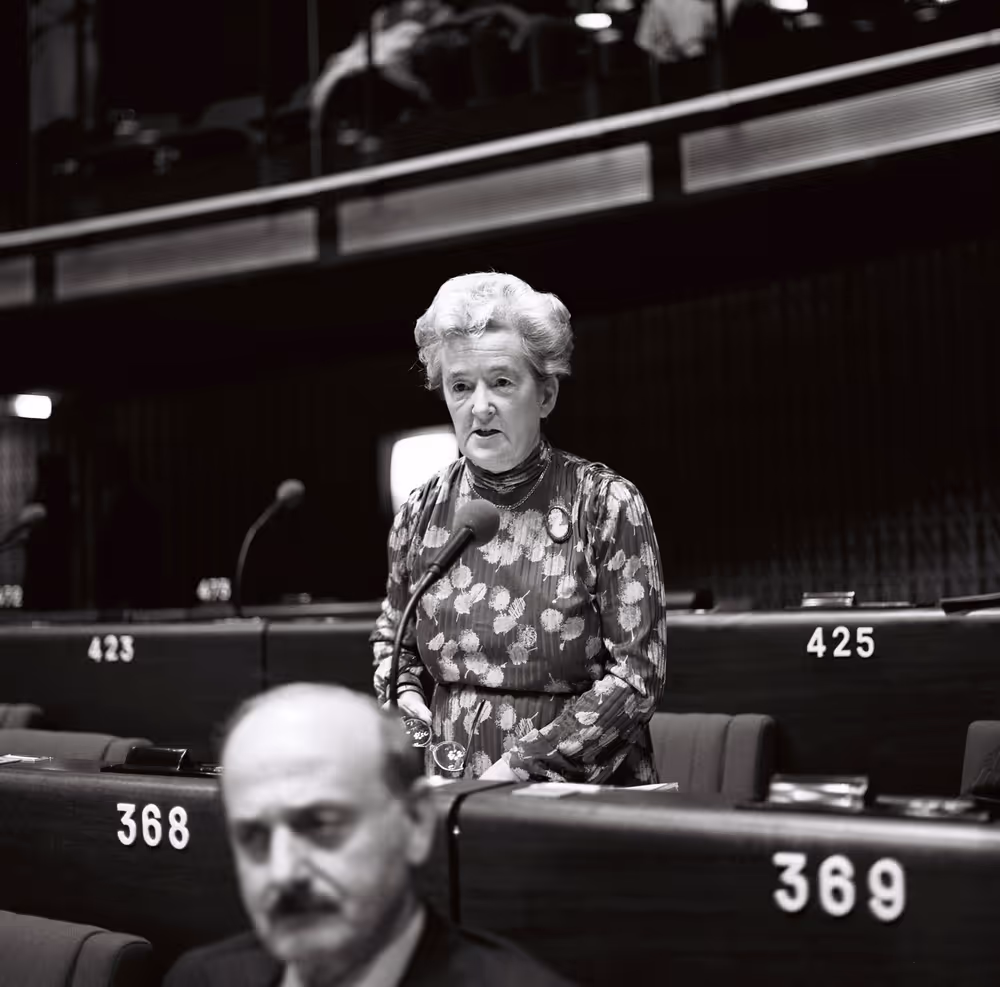 The MEP Dame Shelagh ROBERTS during a session in Strasbourg in November 1981.