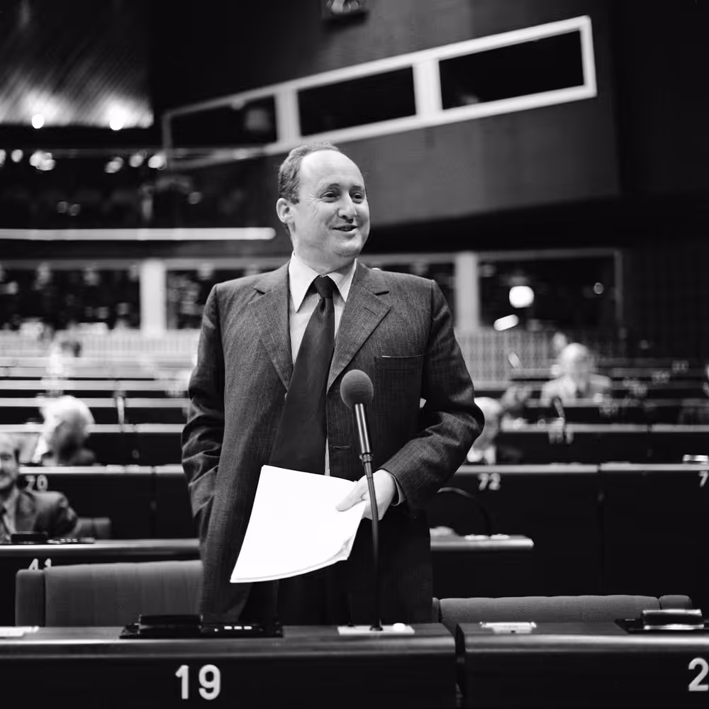 The European Commissioner Christopher TUGENDHAT during a session in Strasbourg in November 1981.