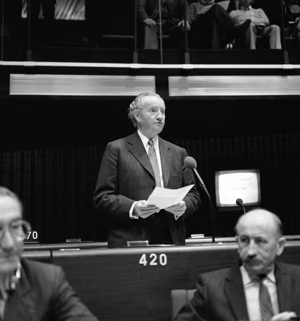 Снимка 50: The MEP Gustave DELEAU during a session in Strasbourg in November 1981.